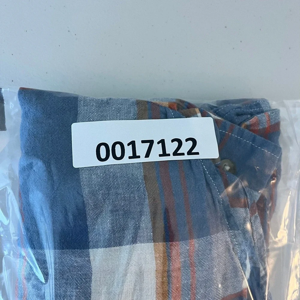 Pendleton Mens Blue Orange Plaid Linen Rayon Button‎ Down Shirt Size M